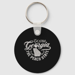 Georgia Peach State Map Est 1788 Ga Southern Usa Key Ring