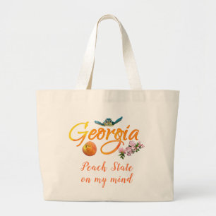 Georgia Peach State On My Mind Large Tote Bag