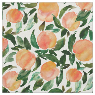 GEORGIA PEACHES Watercolor Peach Print Fabric