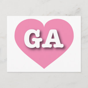 Georgia Pink Heart - I love GA Postcard