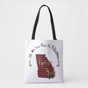 Georgia Plaid All Come Home For Christmas Tote Bag