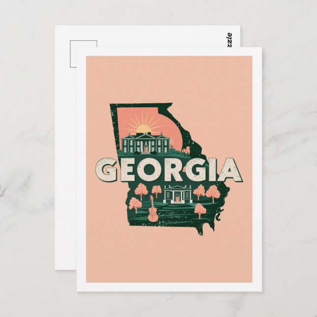 Georgia Retro Travel Design Iconic US States Postcard (Front/Back)