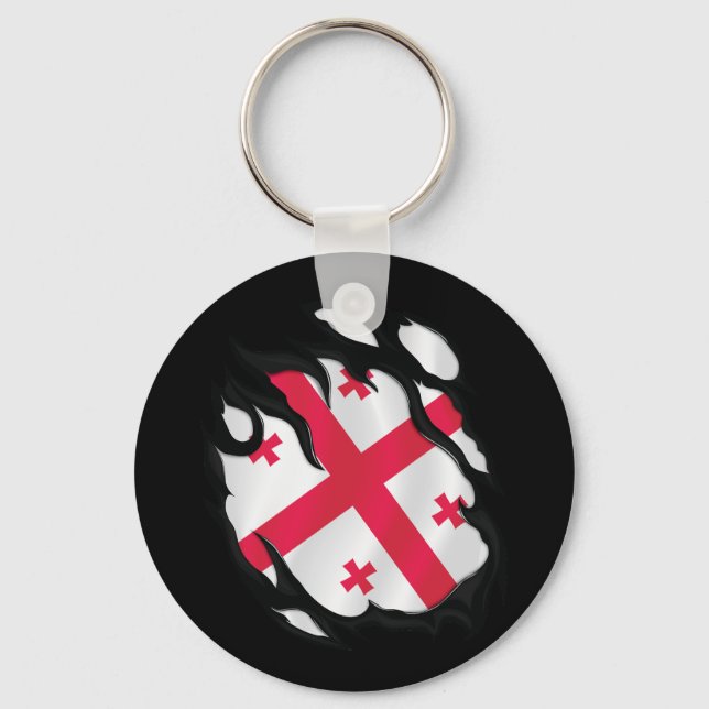 Georgia Ripped Flag Key Ring (Front)