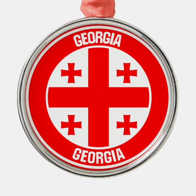 Georgia Round Emblem Metal Tree Decoration (Front)