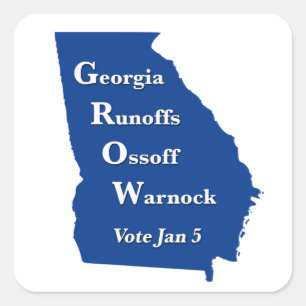 Georgia Runoffs Ossoff Warnock Square Sticker