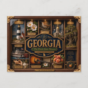 Georgia Shadow Box 3D Figurine State Postcard
