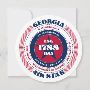 Georgia State Circular Typography Blank Flat Card