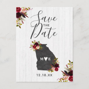 Georgia State Destination Rustic Save the Date Announcement Postcard