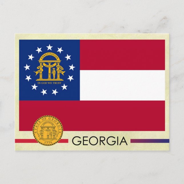 Georgia State Flag and Seal Postcard (Front)