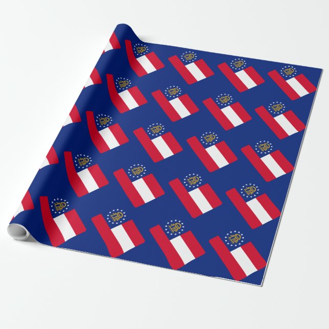 Georgia State Flag Design Wrapping Paper (Unrolled)