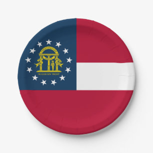 Georgia State Flag Paper Plate
