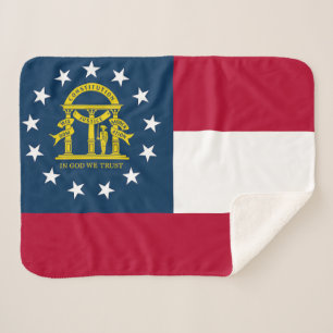 Georgia State Flag Print Patriotic Sherpa Blanket