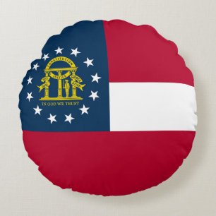 Georgia State Flag Round Cushion