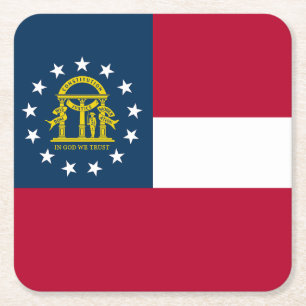 Georgia State Flag Square Paper Coaster