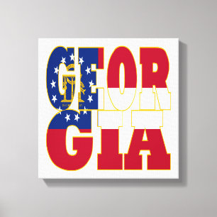 Georgia state flag text canvas print