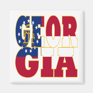 Georgia state flag text magnet