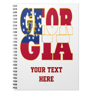 Georgia state flag text spiral notebook
