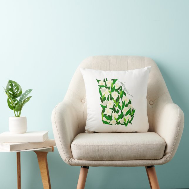 Georgia State Flower Throw Pillow (Chair)