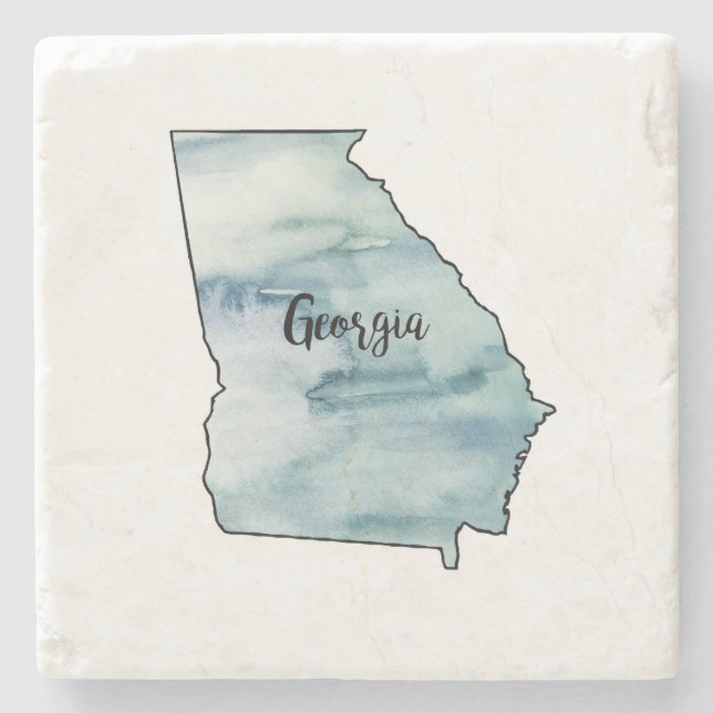 Georgia State Map Marble Stone Coaster (Front)
