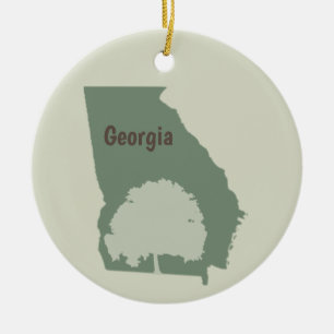 Georgia State map oak tree Ceramic Tree Decoration
