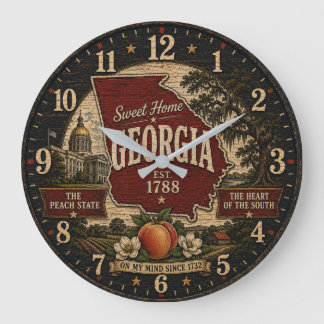 Georgia State Peach Blossom Large Clock