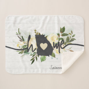 Georgia State Personalised Your Home City Rustic Sherpa Blanket