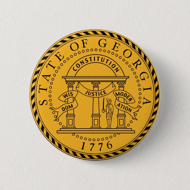 Georgia state seal america republic symbol flag 6 cm round badge (Front)