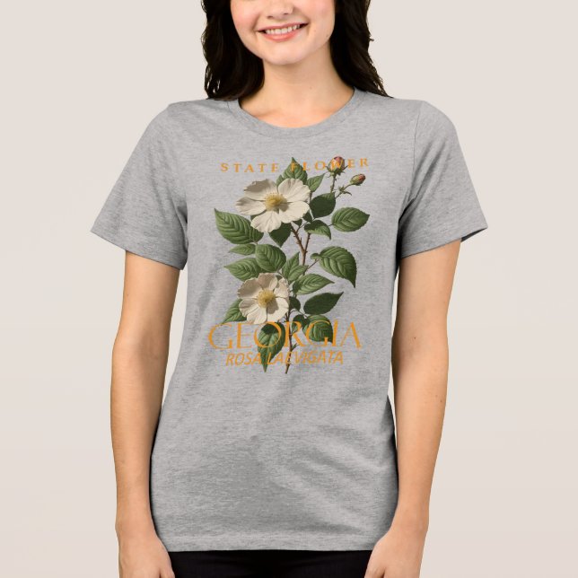 Georgia Territory Flower The Rosa laevigata Tri-Blend Shirt (Front)