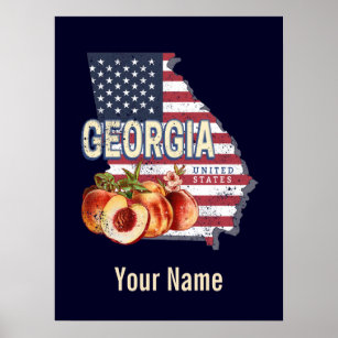 Georgia United States Retro State Map Vintage USA  Poster