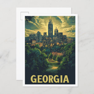 Georgia USA Art Vintage Illustration Travel Postcard
