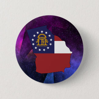 Georgia USA Flag Map on abstract space background 6 Cm Round Badge