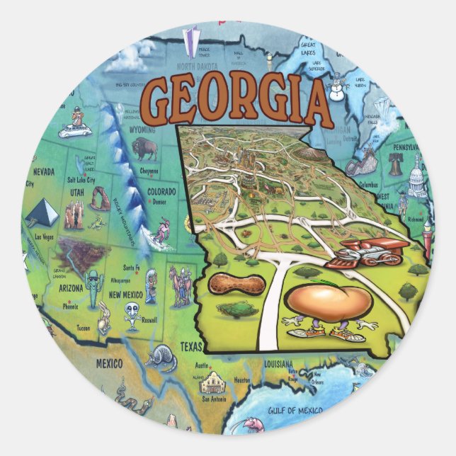 Georgia USA Map Classic Round Sticker (Front)