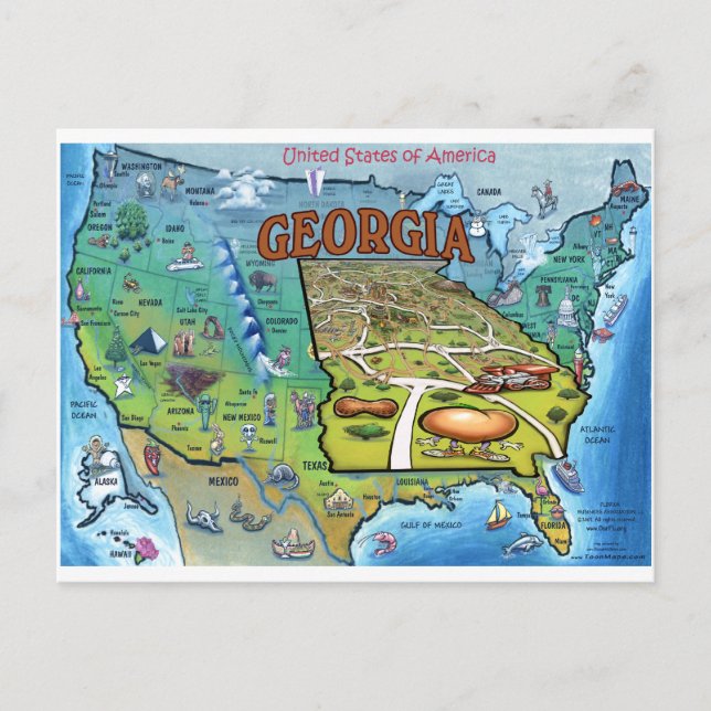 Georgia USA Map Postcard (Front)