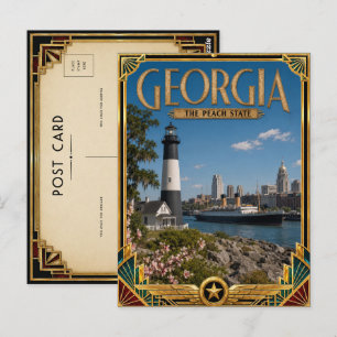 Georgia Vintage Art Deco Golden Age Postcard