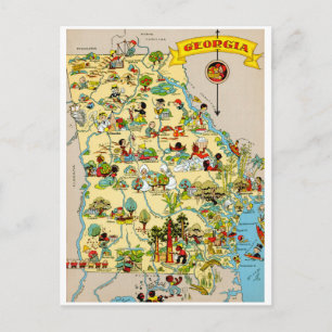 Georgia Vintage Map Postcard