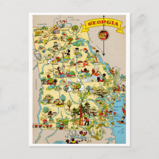 Georgia Vintage Map Postcard