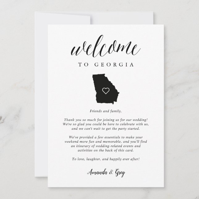 Georgia Wedding Welcome Letter & Itinerary (Front)