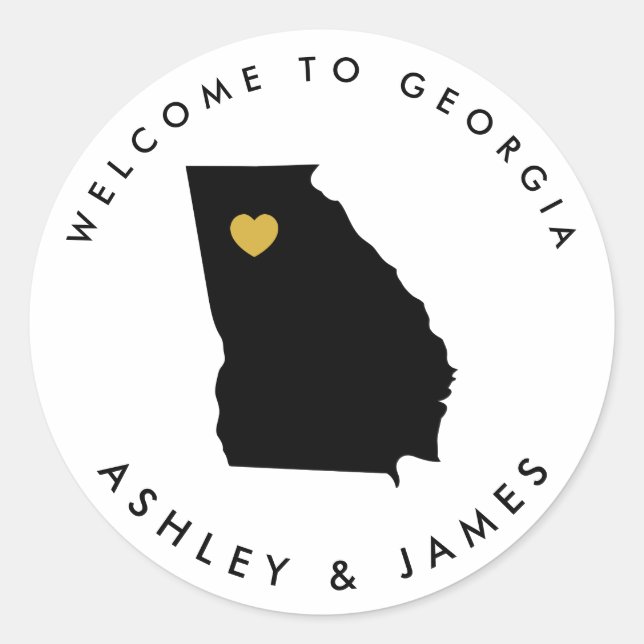 Georgia Wedding Welcome Sticker for Treat Box, Bag (Front)