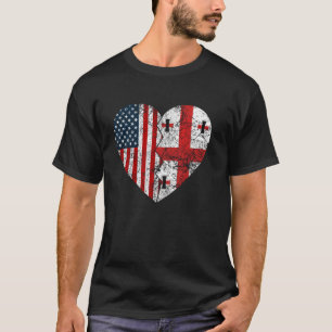 Georgian American Flags Heart United States Georgi T-Shirt