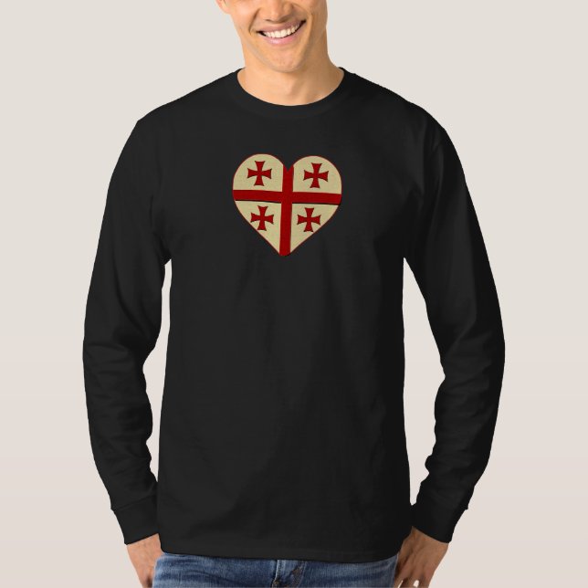 Georgian Flag In The Heart Georgian Patriotic T-Shirt (Front)