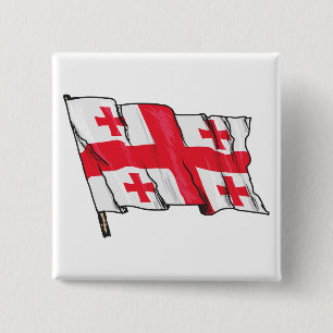 Georgian Flag Red and White Cross 15 Cm Square Badge