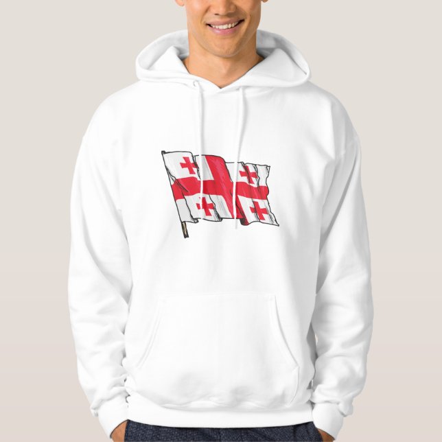 Georgian Flag Red and White Cross Hoodie (Front)