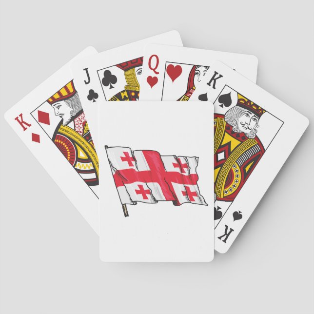 Georgian Flag Red and White Cross Playing Cards (Back)