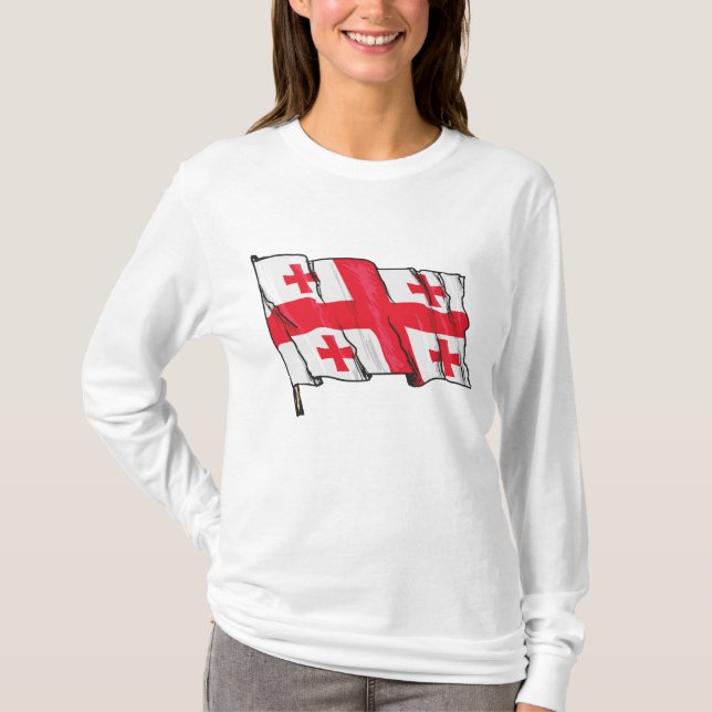 Georgian Flag Red and White Cross T-Shirt (Front)