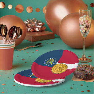 Georgian Flag & Seal, Flag of Georgia Paper Plate