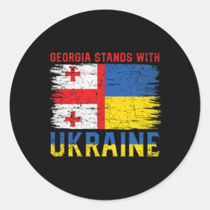 Georgian-ukrainian Flag Flag - Friendly Countries  Classic Round Sticker