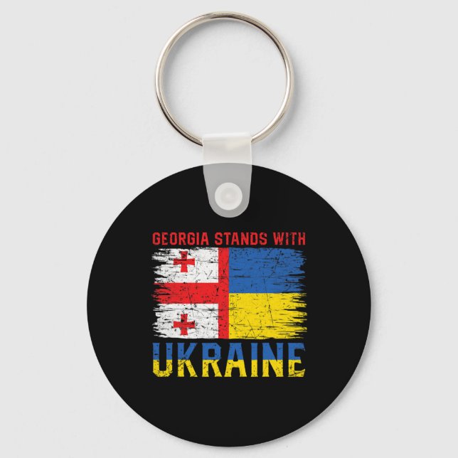 Georgian-ukrainian Flag Flag - Friendly Countries  Key Ring (Front)