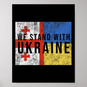 Georgian-ukrainian Flag Flag - Friendly Countries Poster