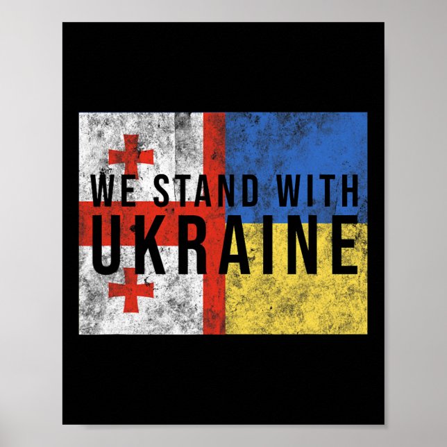 Georgian-ukrainian Flag Flag - Friendly Countries  Poster (Front)