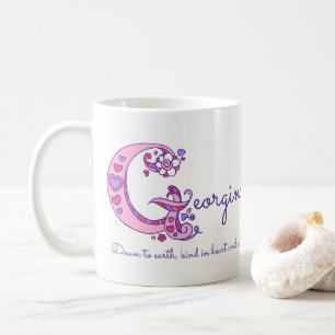 Georgina name meaning decorative G monogram mug